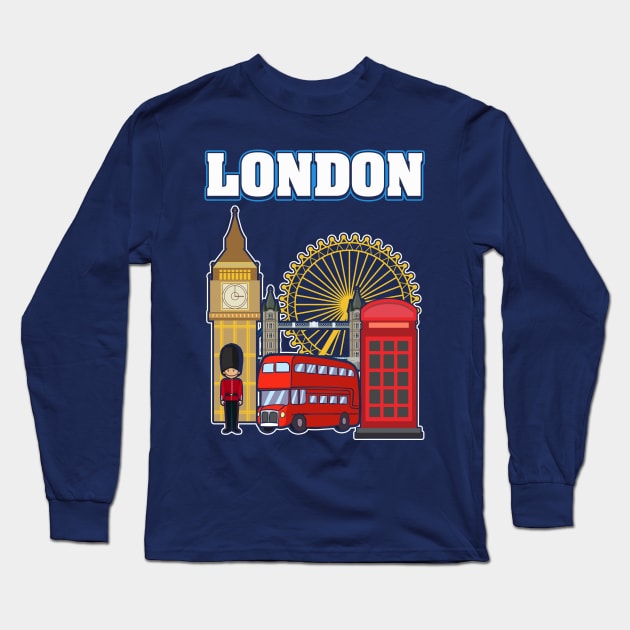 London Souvenir Gift Long Sleeve T-Shirt by SiGo